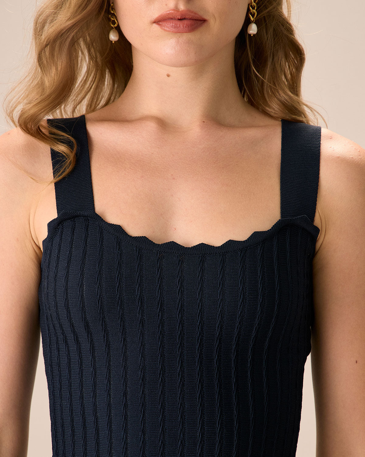 Sienna - Women's Navy Knitted Sweater Dress