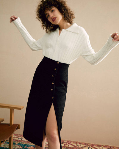 Anabelle - The Buttons Decorated Knit Skirt