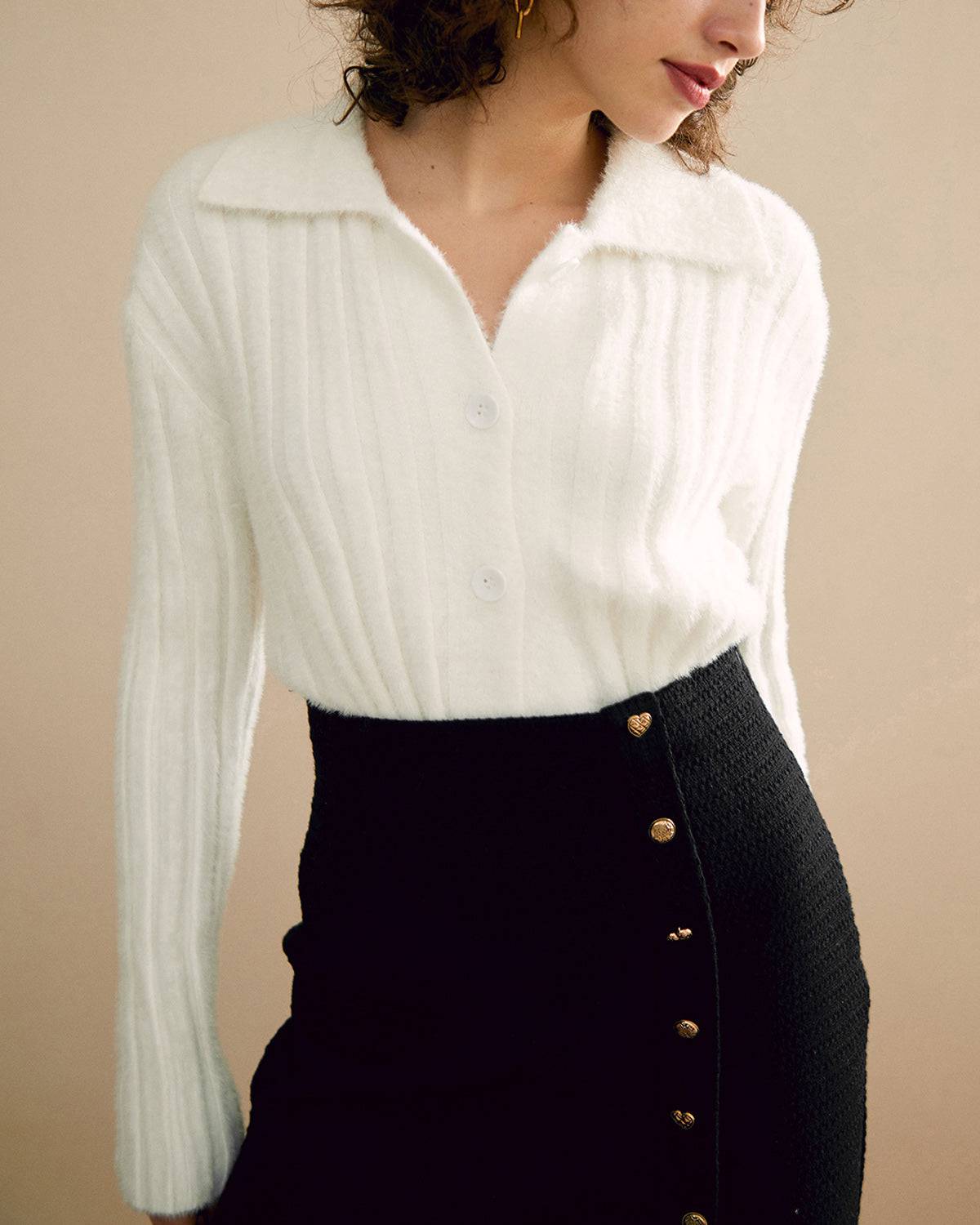 Anabelle - The Buttons Decorated Knit Skirt