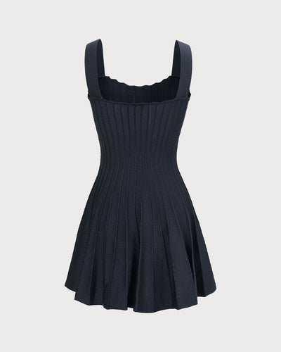 Sienna - Women's Navy Knitted Sweater Dress