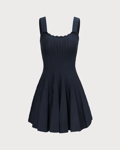 Sienna - Women's Navy Knitted Sweater Dress